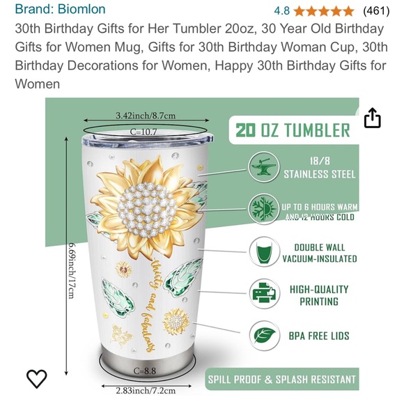 30th birthday tumbler NWOT - Picture 3 of 6